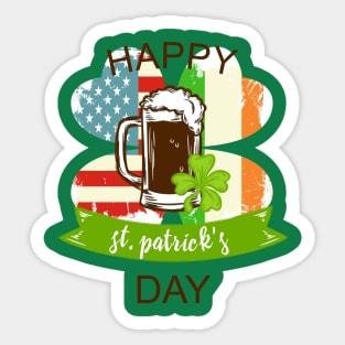 St Patricks Day 2019 - Irish American Flag Sticker